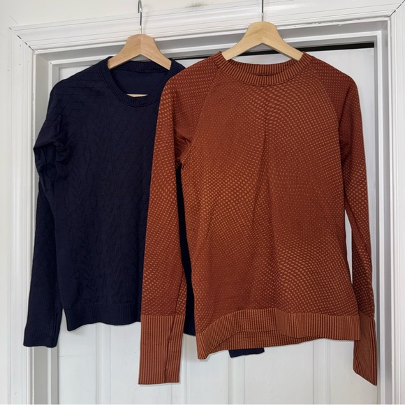lululemon athletica Tops - Lululemon Bundle of Two Long Sleeve Pullovers Brown Navy 8 Rest Less